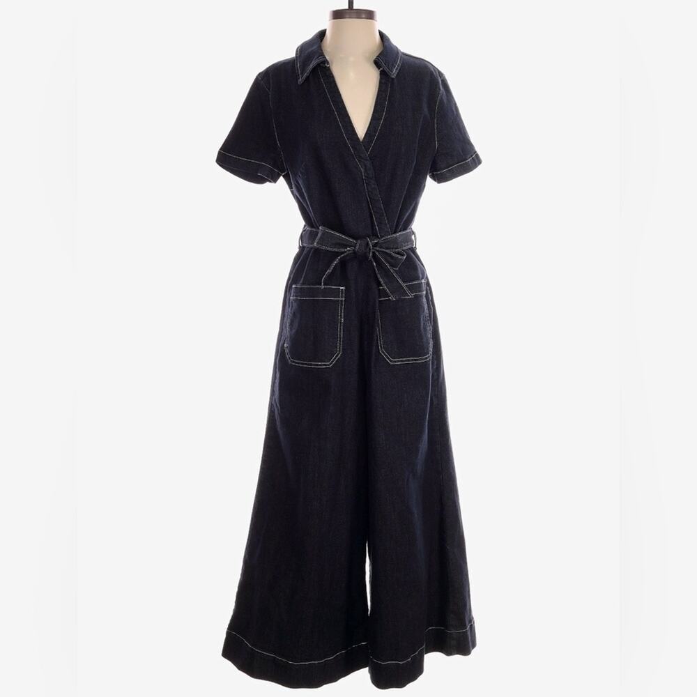 Maeve Wrapped Culotte Jumpsuit: Ponte Edition | Black | Size 6 | Anthropologie